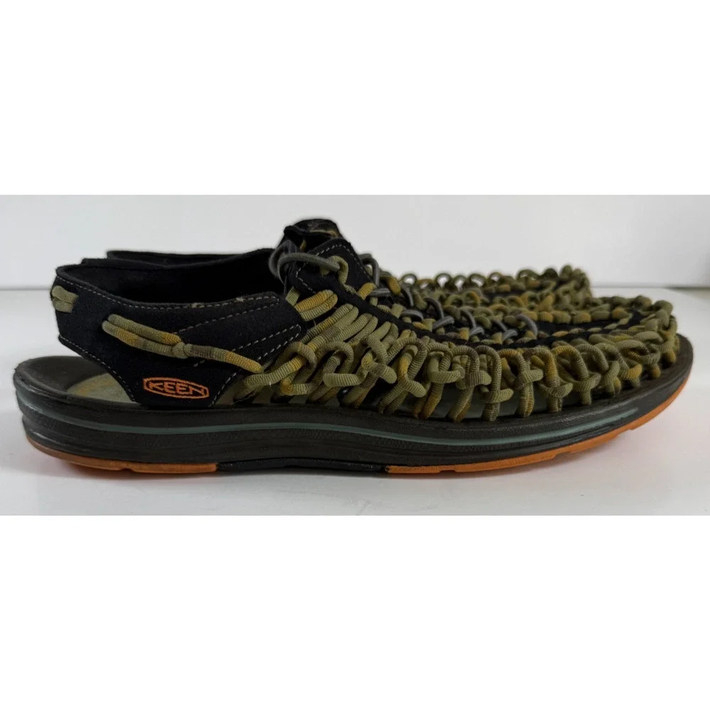 KEEN UNEEK Men's Size 14 1014619 Black Green Two Cord Sandals Outdoor